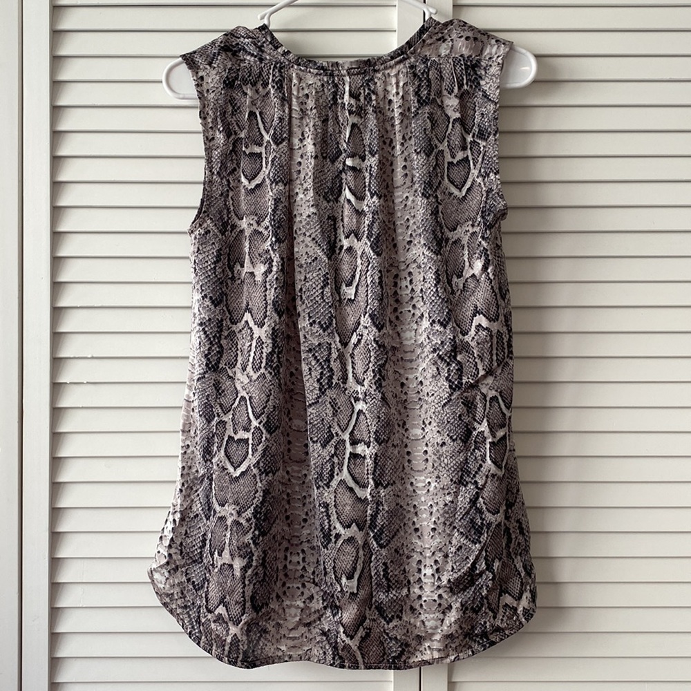 Multi Beige Python Snake Print High Low Blouse - Picture 4 of 8